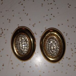 Vintage GIVENCHY Oval Rhinestone Clipon Earrings